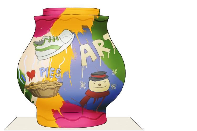 Once you are happy with your design, paint it with acrylic paint and allow it to dry. Once dry, your autobiographical coiled pot is now complete.