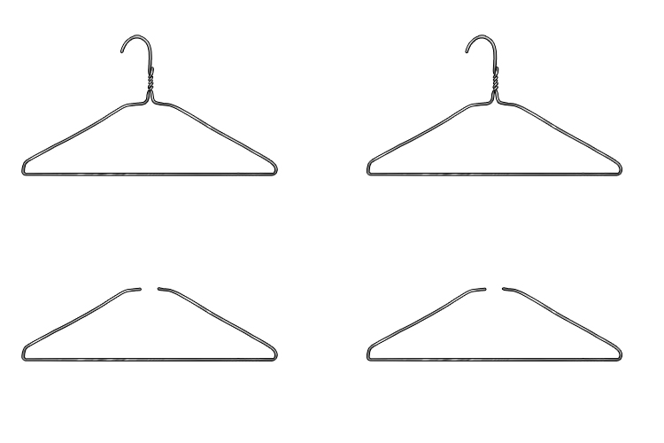 To create an Alexander Calder mobile you need two metal wire coat hangers.