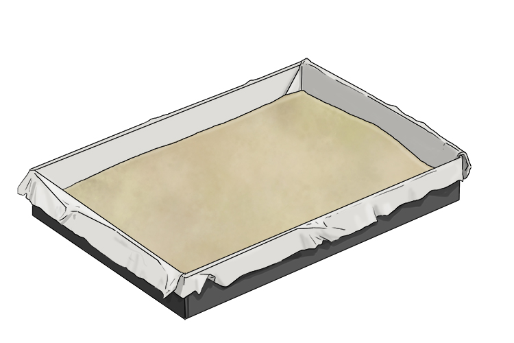 Line a shallow tray or bowl with baking parchment and pour the mixture into it.