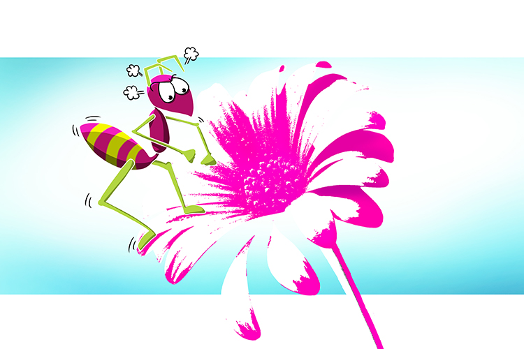 The petal ant (petulant) lived on the petals of a flower and got very bad-tempered when the petals began to fall off