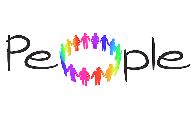 How to remember to spell People. People gather around in circles.  