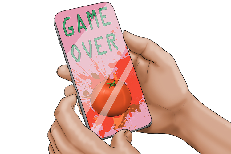 The app ended (append). She knew because, right at the end, the words "game over" were added.
