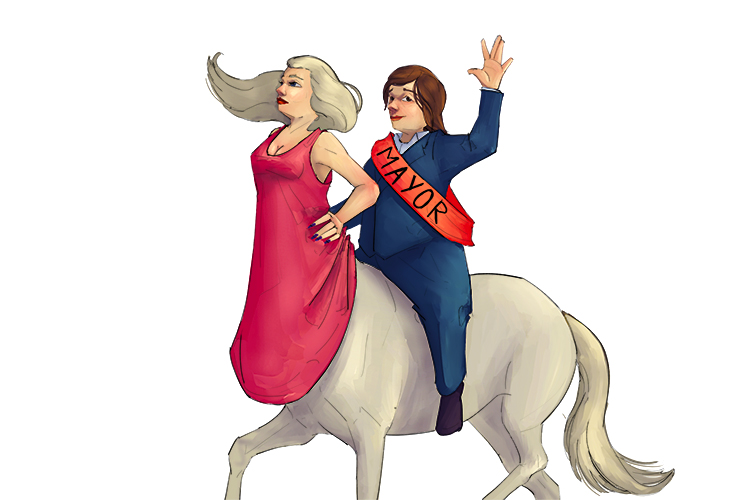The mayor (mare) was unconventional – she insisted on travelling around the city on a very female horse.