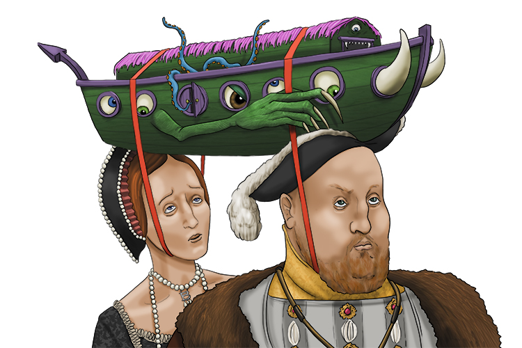 There was a monster ark (monarch) on the King and queen's heads.