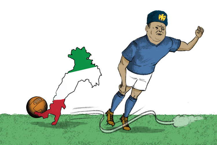 Bend your knee not your toes (Benito). You must not lean in (Mussolini). Even the Italian country kicks a football better.