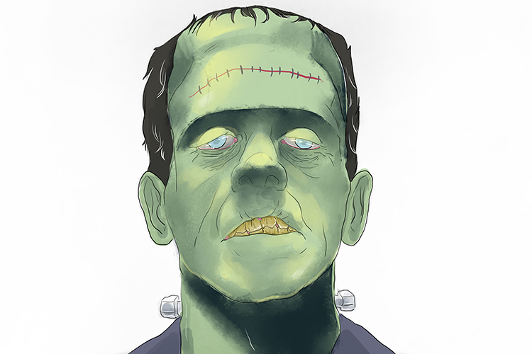 The patient whose tartar the dentist couldn't pierce (Pierce) was actually Frankenstein. Frankenstein has a scar, like a line, on his forehead (Frank + line = Franklin).