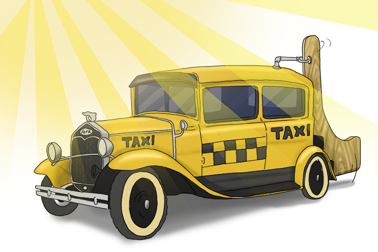 Through the haze (Hayes), an old Ford with a rudder (rudder Ford – Rutherford) appeared. It was a taxi to take him home.
