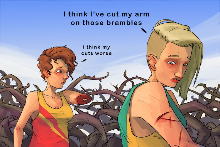 Her arm was cut badly on the bramble thorns (brazo)