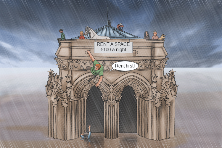 It rained for forty days and nights. Quasimodo charged rent at (cuarenta) the top of Notre Dame Cathedral.