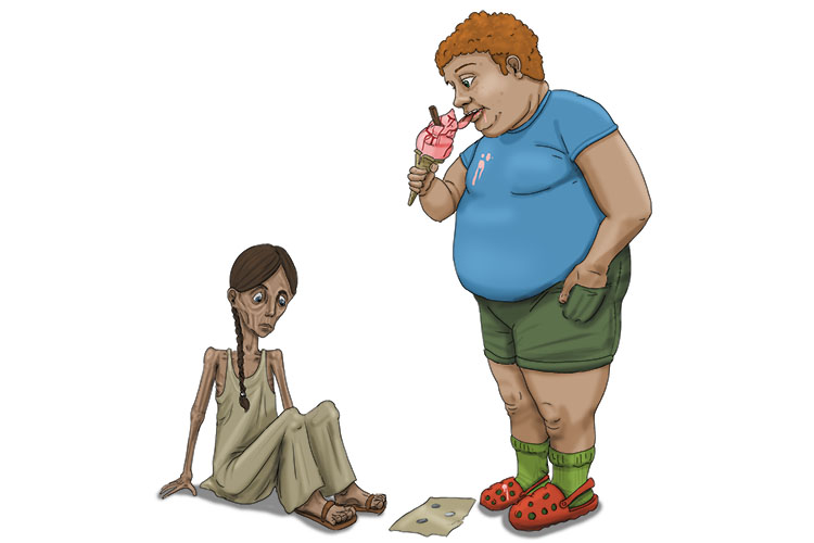She couldn't afford one lick (LIC) of ice cream because she was from such a low-income country.