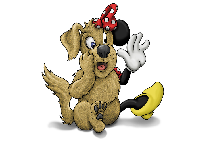 But imagine that the 'd' for dog is half dog and half Minnie Mouse (minim).