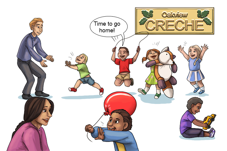 When the creche ends (crescendo) the noise gets gradually louder as children see their parents.