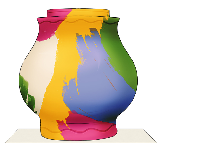Begin the design process by painting your pot in bright colours