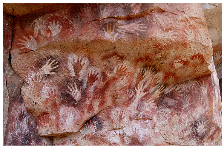 Cueva de las Manos, Perito Moreno, Argentina. The art in the cave is dated between 7,300 BC and 700 AD