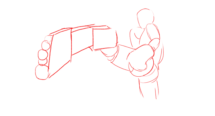 Now add your foreshortened leg onto another simple outline drawing.