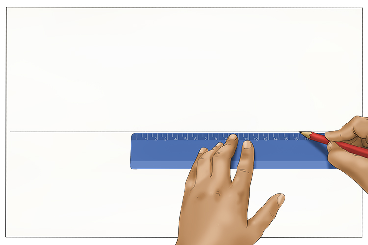The first step in this tutorial is to get a piece of paper and use a ruler to lightly draw a horizontal line across the centre of the page. This will be your horizon line.