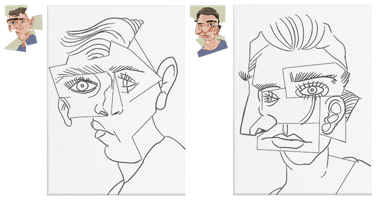 Use the portrait you have just created as a reference to draw up your new cubist face.