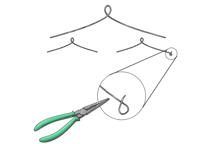 With some needle nose pliers create a loop at each end of the wire.
