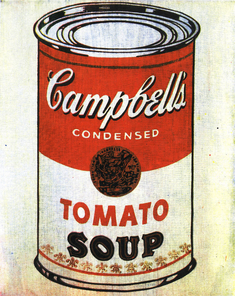 Pictures of Campbell's Tomato Soup and Coca Cola bottles made him famous.