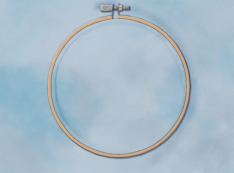 Secure your base fabric into the embroidery hoop and make sure it's taut.