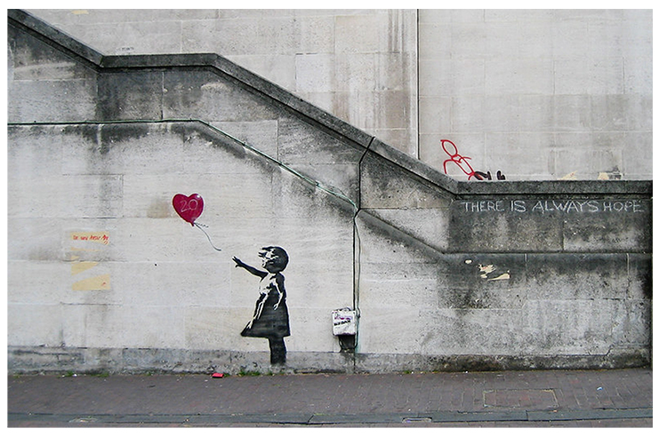 Banksy on the South Bank of the River Thames.