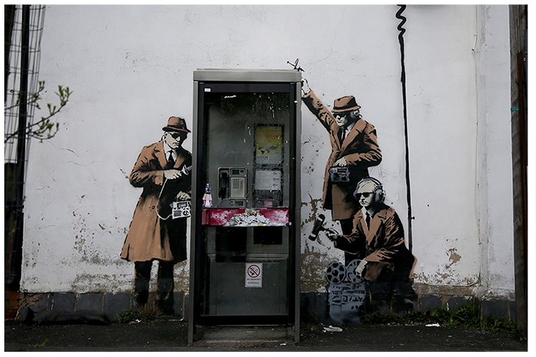 Banksy's work is mostly sprayed onto community or charity owned walls