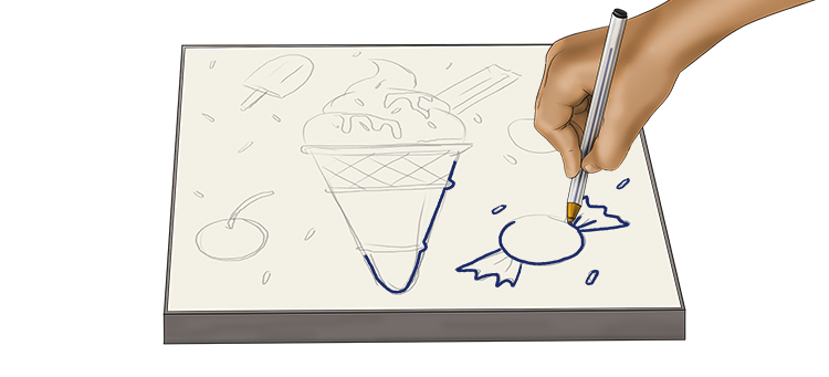 Use a ball-point pen to draw over your design, allowing the lines to indent on the clay below.