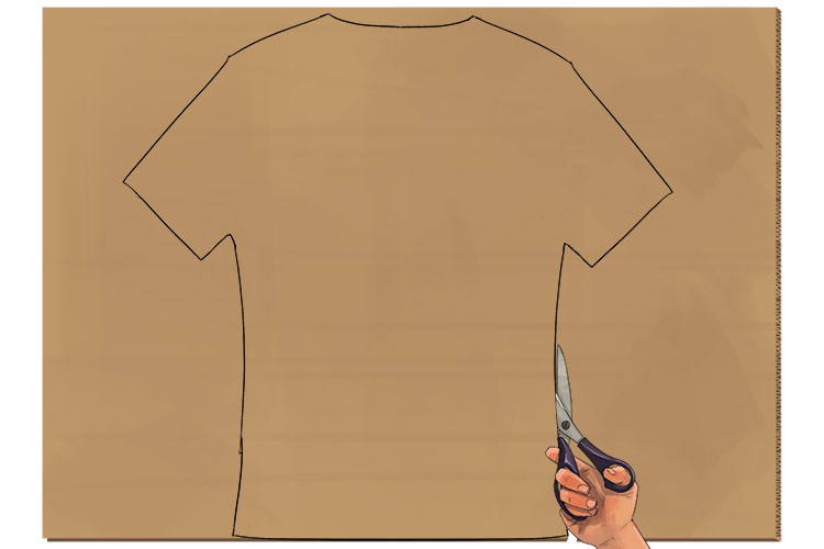 Cut the t-shirt shape out of the cardboard, this will keep the shirt ridged and make sure the glue only affects one side