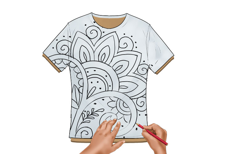 Once you're happy with your design, copy it onto your t-shirt using a pencil