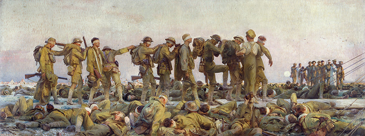 John Singer Sargent was commissioned by the British government and his brief was to document the Great War (World War I)