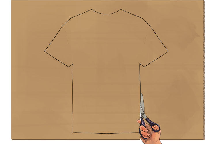 Cut out the cardboard shape and place it inside the t-shirt