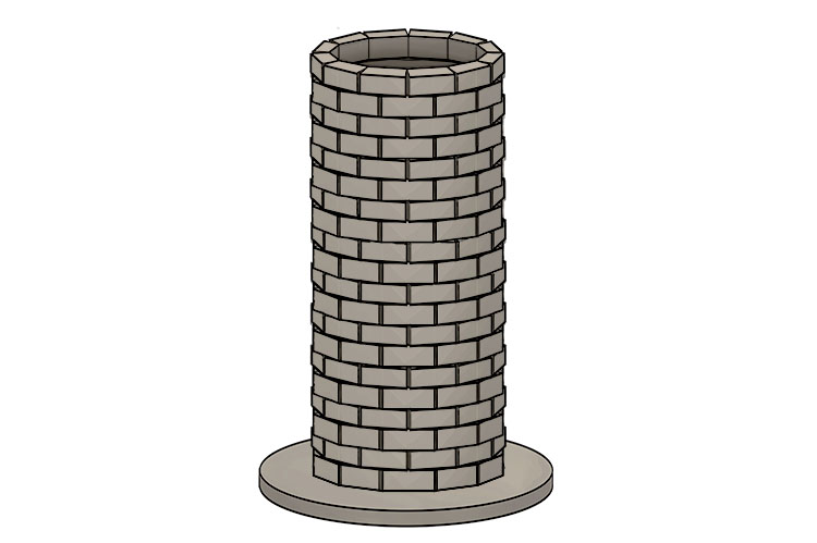 Continue to build up layers of brick until you have a tower slightly shorter than you would like the final model to be