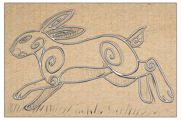 Use the PVA glue to draw along the lines of the hare. 