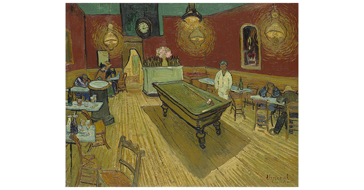 Again, in Van Gogh's painting The Night Café, he has used the contrasting colours red and green