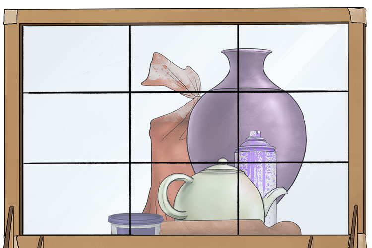 Now set up your still life scene and use your view finder to help you decide how you'd like your objects arranged