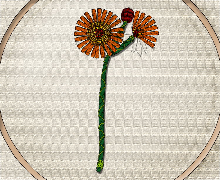 Use the red thread to create the middle of the flower.