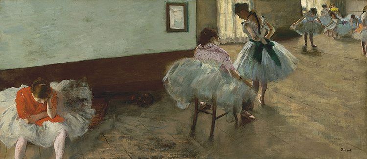 Degas was interested in photography and the accidental cropping of figures in a snapshot.