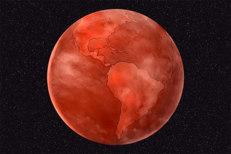 Earth had turned (earthen) red, just like Mars