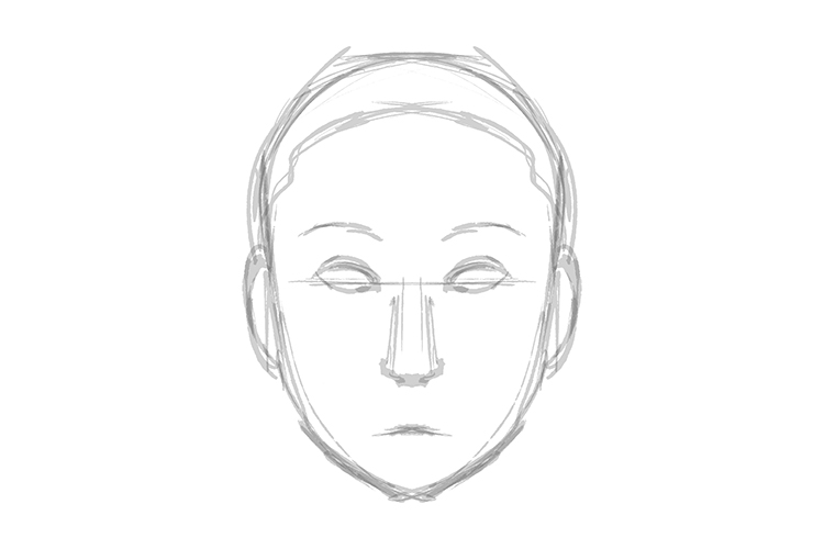 First sketch out a basic face shape, you might need several, depending on how many test designs you do.