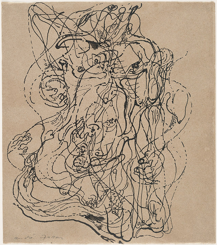 André Masson. Automatic Drawing (1924). Ink on paper, 91?4 × 81?8" (23.5 × 20.6 cm). Museum of Modern Art, New York.