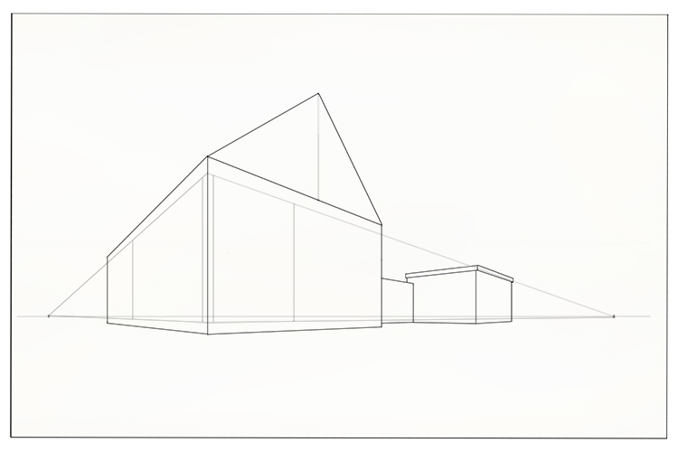 Use the vanishing points to draw in the lines for the veranda.