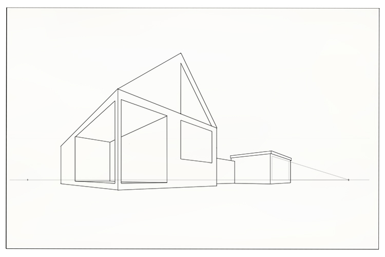 Use the vanishing points to add the window in the garage.