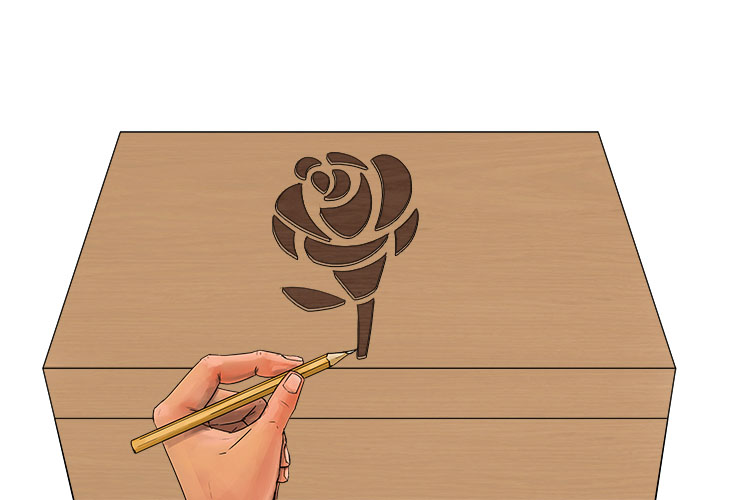 Place the design onto your box lid and draw around it