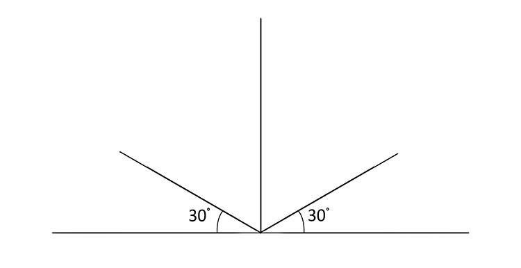 Now draw a vertical line at the point where the two 30 degree angles meet