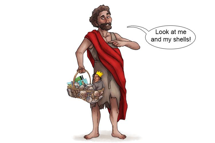 To remember that it was also Jean Michelle imagine John the Baptist carrying the basket and the basket is covered in shells. John the Baptist is saying look at me and my shells. 