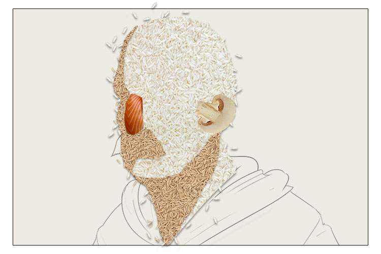 We then moved onto to the ear, we decided to use a slice of mushroom as it had a similar shape to our portraits ear
