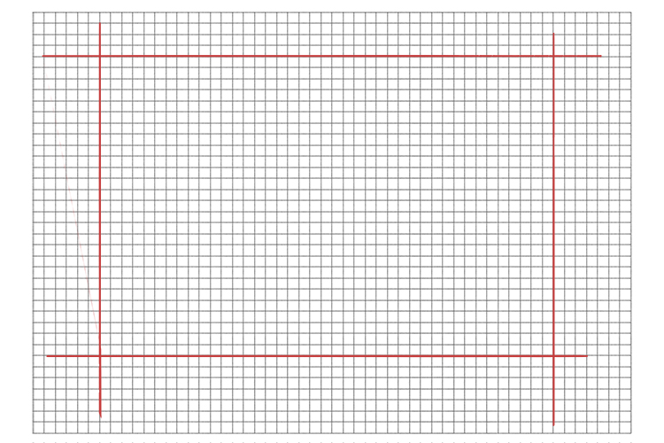 Next, draw out your 10mm by 10mm grid again, but making sure it covers a larger area than the design. Count out the number of squares you're using (in our case, 41 by 27) and mark this area out.