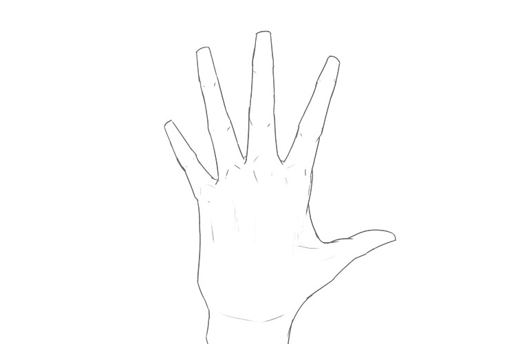 To start, we're going to lightly draw a hand