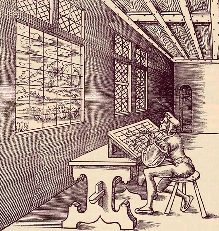 Viewfinders have been in use for centuries. This woodcut illustration by Johann of Bavaria and Hieronymus Rodler in 1531 shows an artist using a large viewfinder that he has set up in a window to accurately capture the view outside.