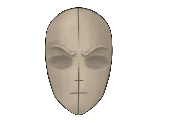 Now press your thumbs into the mask where you would like the eyes to create the eye sockets. Make sure not to press too far as you don't want to make a hole in the clay
